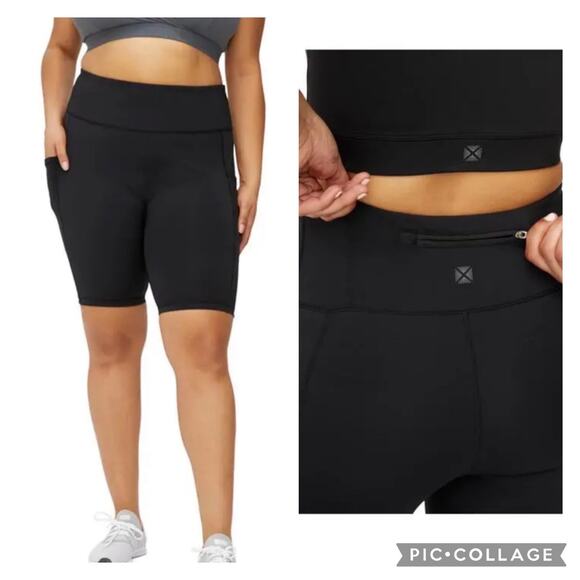 TomboyX Pants - Tomboy X Spark High Waist Pocket Bike Shorts Black Size Medium